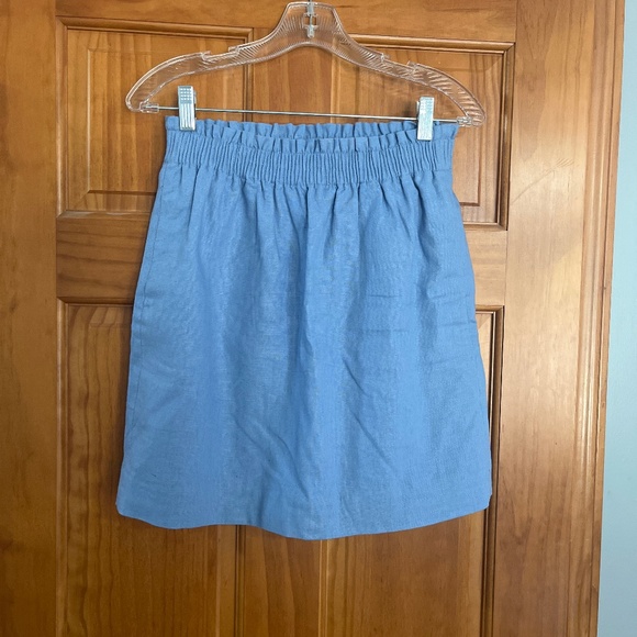 NWOT J crew mini linen skirt blue - Picture 1 of 4